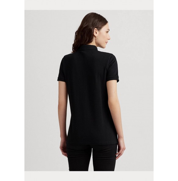 Lauren Ralph Lauren Beaded-Crest Pique Polo Shirt BLACK