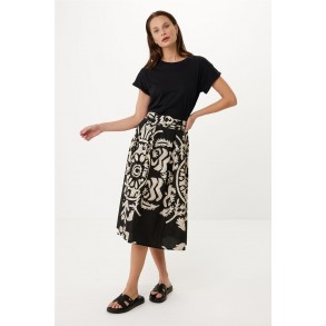 MEXX Midi Skirt with pleats and all-over print Black CF1720033W 